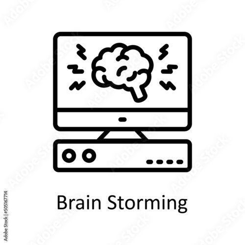 Brain Storming vector outline Icon Design illustration. Artificial Intelligence Symbol on White background EPS 10 File