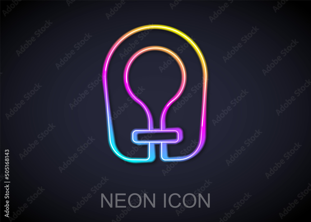 Glowing neon line Life jacket icon isolated on black background. Life vest icon. Extreme sport. Sport equipment. Vector Glowing neon line Life jacket icon isolated on black background. Life vest icon. Extreme sport. Sport equipment. Vector