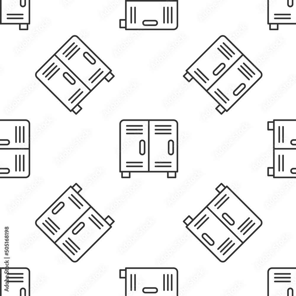 Grey line Locker or changing room for hockey, football, basketball team or workers icon isolated seamless pattern on white background. Vector Grey line Locker or changing room for hockey, football, basketball team or workers icon isolated seamless pattern on white background. Vector