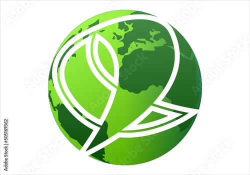 Símbolo del aborto legal y seguro sobre el planeta Tierra en verde. Aborto legal y seguro global