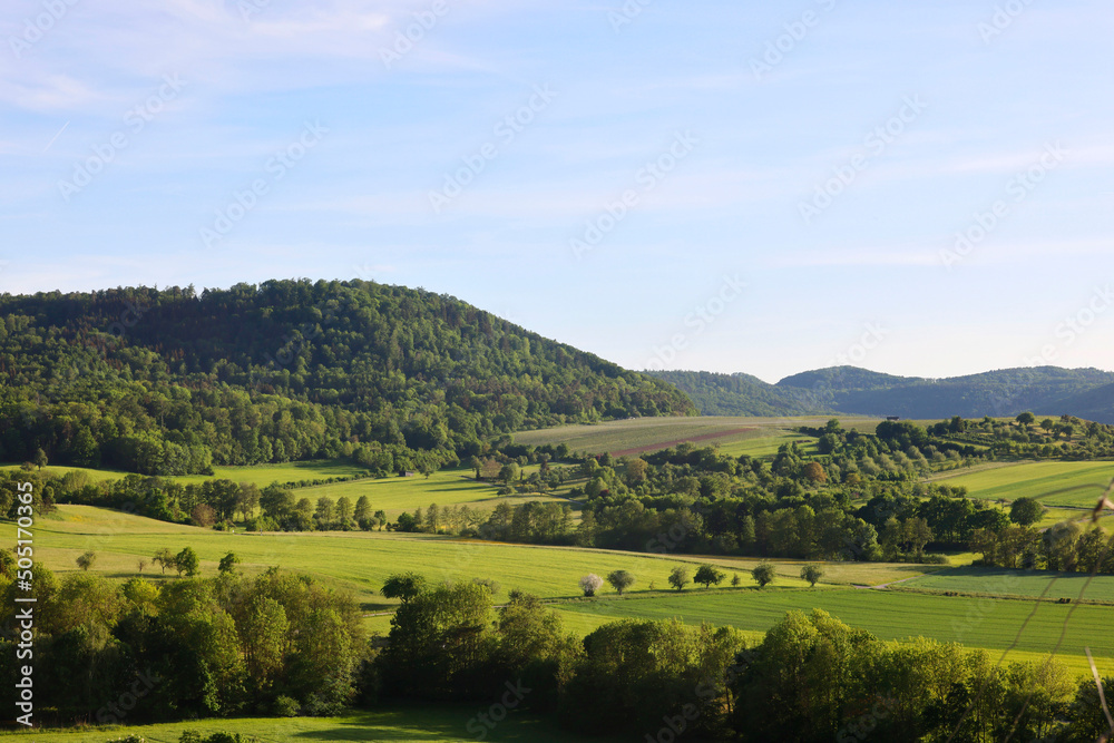 Landscape in Hohenlohe near Michelbach am Wald, Baden-Württemberg, Germany, Europe
