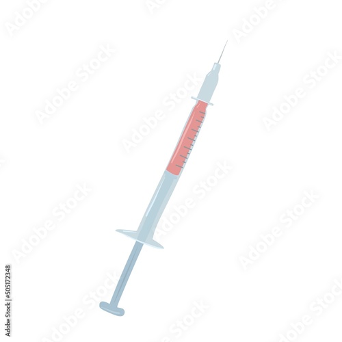 Syringe. Medical equipment illustration. Dose of medicine in a syringe.