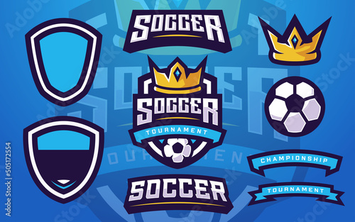 Soccer or Football Club Logo Template Creator with Crown for Sports Team photo