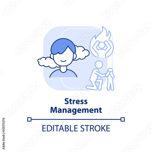 Stress management light blue concept icon. Family relationships importance abstract idea thin line illustration. Isolated outline drawing. Editable stroke. Arial, Myriad Pro-Bold fonts used