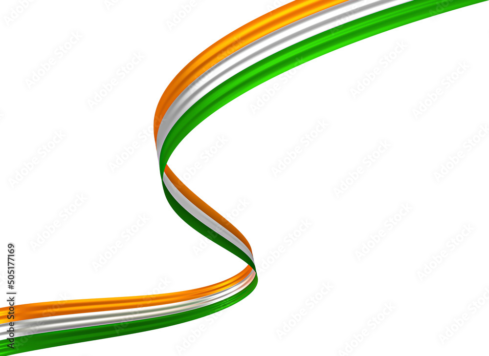 Ribbon with india colors in 3d render Stock Illustration | Adobe Stock