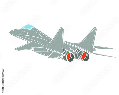 Fighter jet vector illustration isolated on white background.