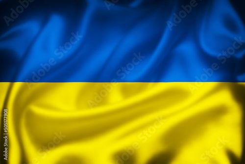 Ukraine colorful silk flag illustration photo