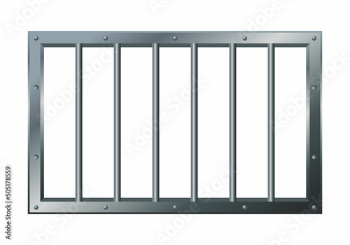 Vector illustration of prison bars window isolated on white background. Realistic prison metal lattice. Jail window with bars. Jail break. 
