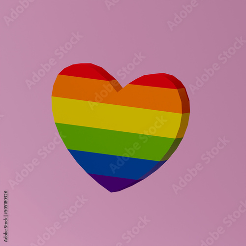 Hands with rainbow heart. LGBT flag. Pride month. 3D render.