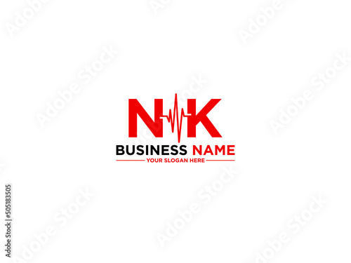Simple NK Logo Icon, Letter Nk kn Letter Logo Image Vector For Heart Agency