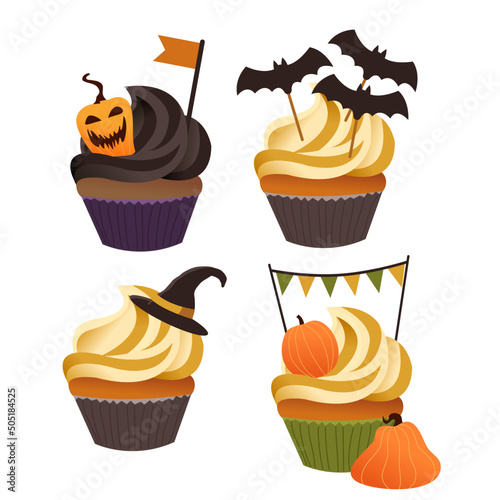 set of cupcake Halloween sweat pumpkins party 