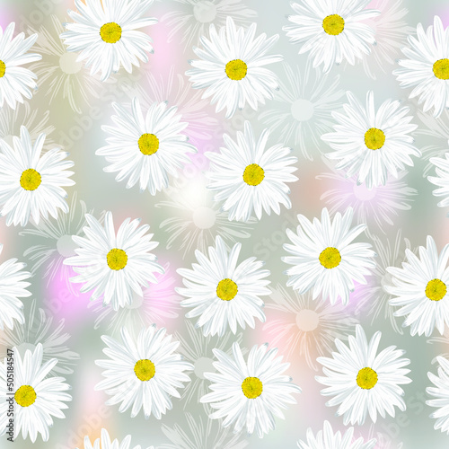 The chamomile flower. Seamless floral texture white of Daisy flower on grey abstract background  EPS 10  vector.