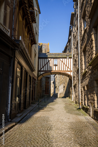 Street in the city of Saint-Malo  Brittany  France