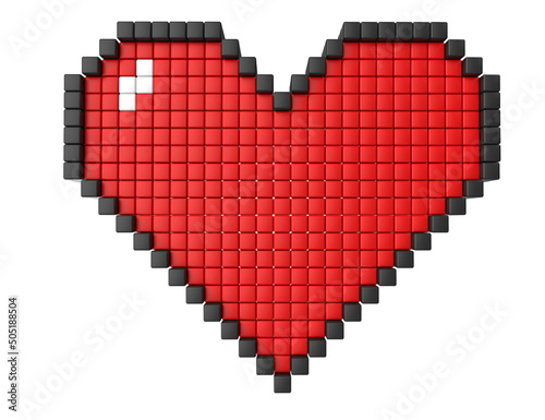 heart in pixel art 3d render