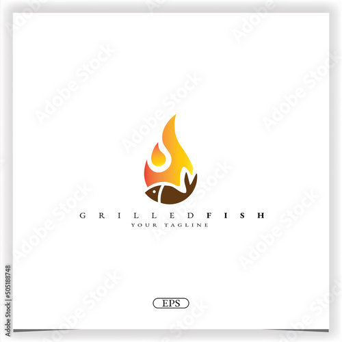 grilled fish logo premium elegant template vector eps 10