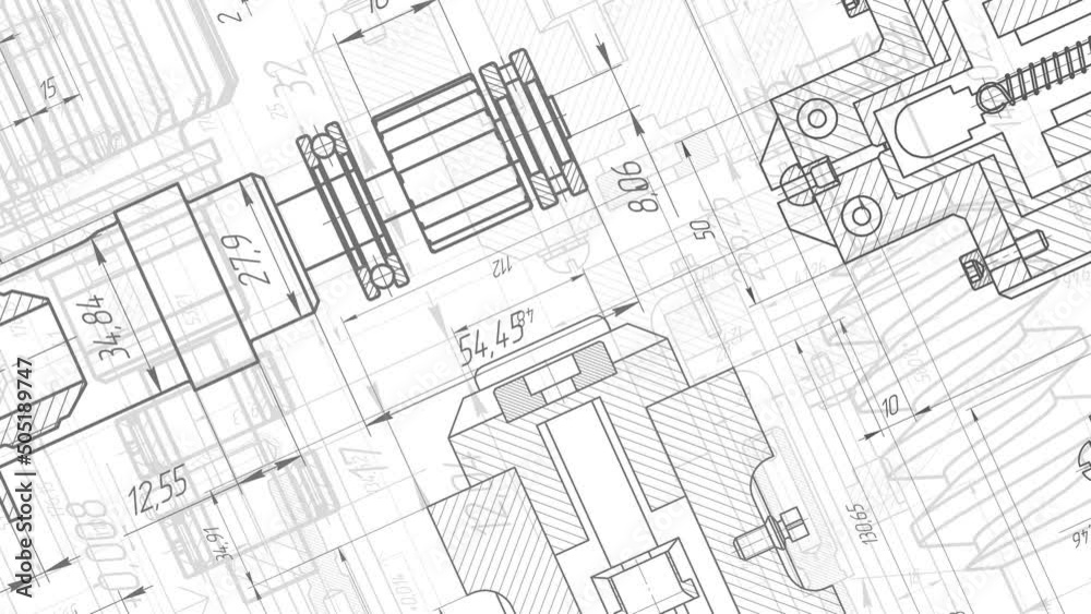 Technical drawing background .Mechanical Engineering design .Video animation HD 4K . Technical drawing background .Mechanical Engineering design .Video animation HD 4K .