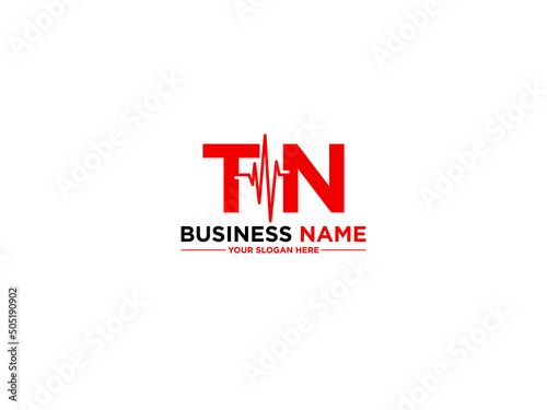 Creative TN Logo Heart, Letter Tn nt Logo Icon Vector For Doctors or Medical photo