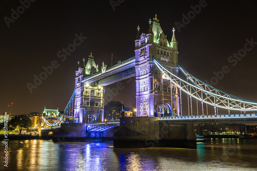 Tower Bridge in London at night