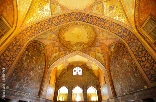 Fresco at Chehel Sotoun palace, Isfahan, Iran photo