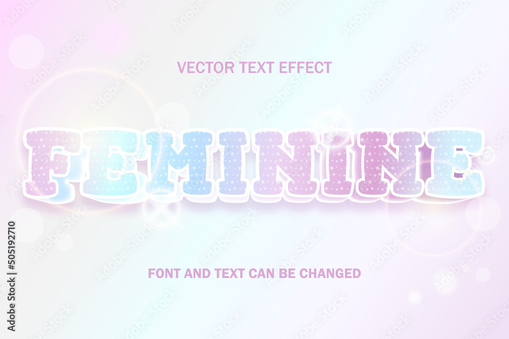 feminine cute kawaii 3d sparkling style editable text effect text style template