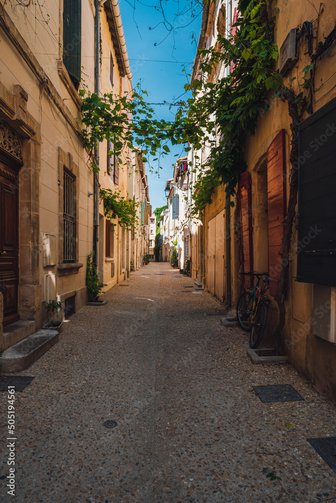 Street view and historical buildings in Arles, Provence, France