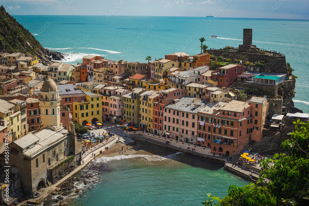 Italian coast of Cinque Terre with beautiful view