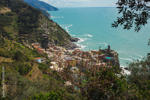 Italian coast of Cinque Terre with beautiful view