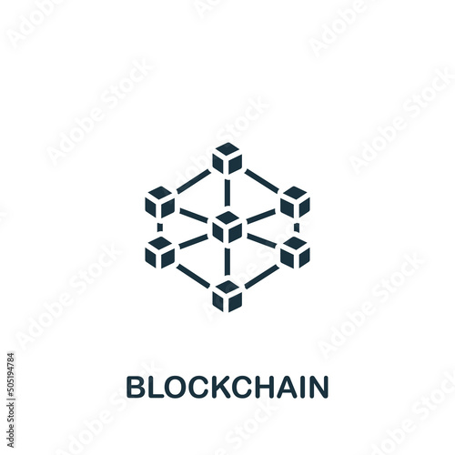 Blockchain icon. Monochrome simple Industry 4.0 icon for templates, web design and infographics