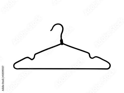 Vector Single Black Sketch Wardrobe Shoulder Hanger.