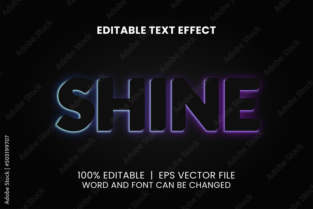 editable text effect with realistic neon backlight style