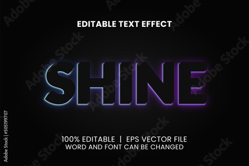 editable text effect with realistic neon backlight style