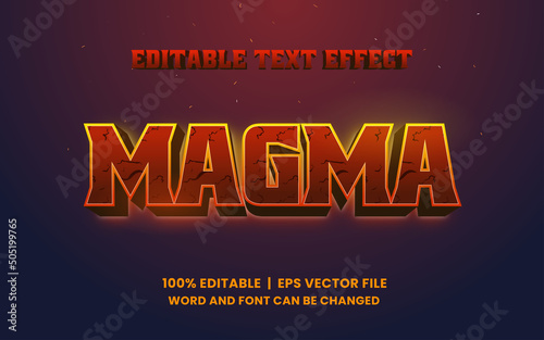 editable text effect with realistic red volcano magma game style