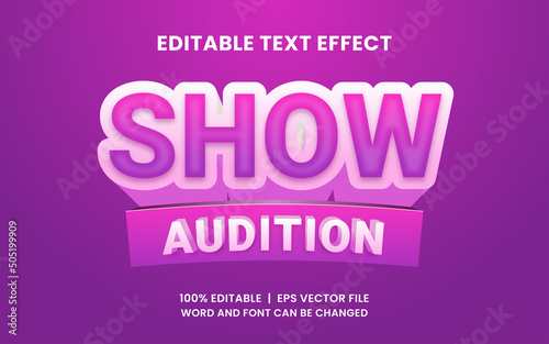 Fotografie, Obraz editable text effect with realistic pink and purple show audition game style