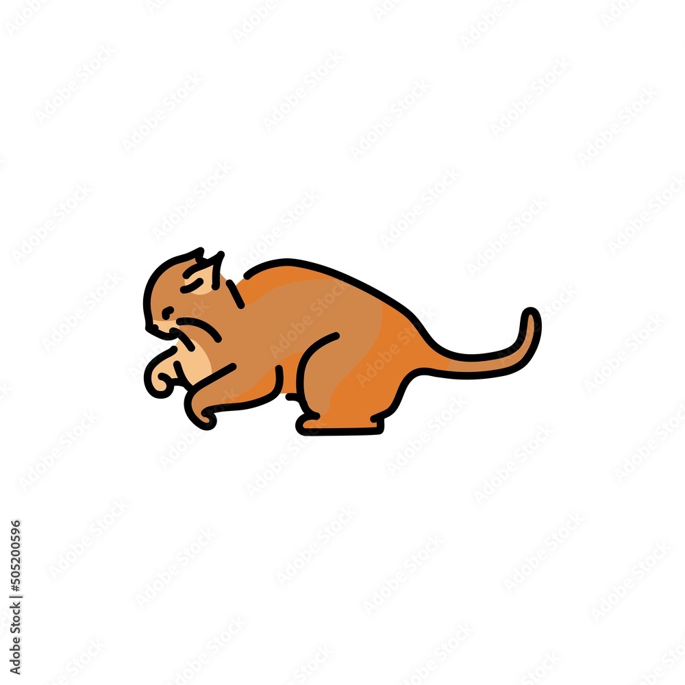 Obraz premium Evil cat fights color line icon. Pictogram for web page