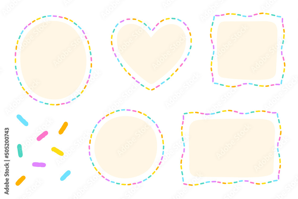 Bright Colorful Dash Line Doodle Hand Drawing Drawn Heart Circle Square Oval Rectangle Sticky note Shape Borders Frames Plate Sticky Note Set Collection Background Vector Illustration Bright Colorful Dash Line Doodle Hand Drawing Drawn Heart Circle Square Oval Rectangle Sticky note Shape Borders Frames Plate Sticky Note Set Collection Background Vector Illustration
