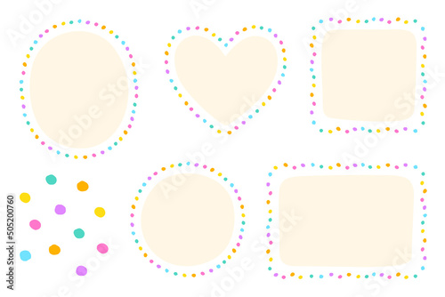Bright Colorful Cross Multiply Dot Dash Doodle Hand Drawing Drawn Heart Circle Square Oval Rectangle Sticky note Shape Borders Frames Plate Sticky Note Set Collection Background Vector Illustration