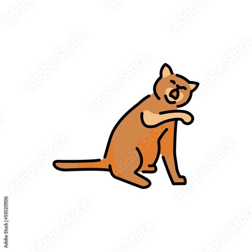 Playing sitting cat color line icon. Pictogram for web page