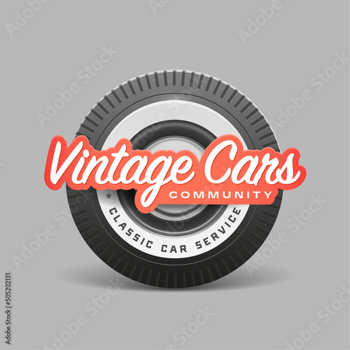 Vintage car service. Auto repair. Vector logo, emblem, badge