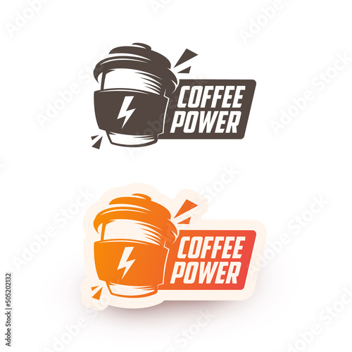 Coffee Power logo, emblem, label.