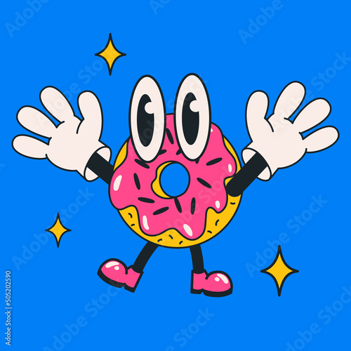 Cartoon vector funny cute donut Comic character.