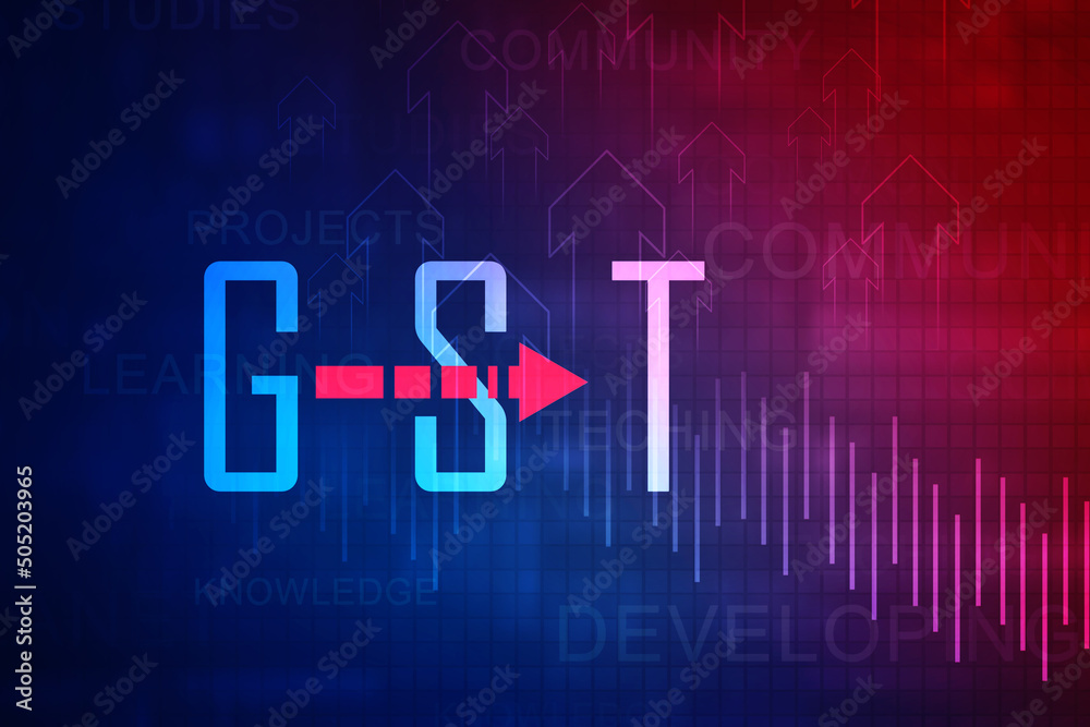 2d rendering GST Tax India with business graph