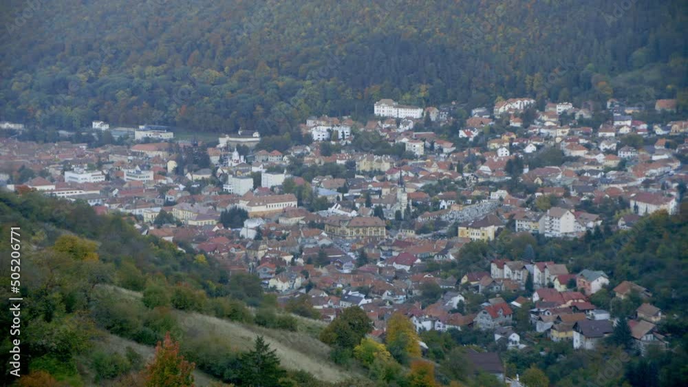 HIGH ANGLE view of Brasov, Transylvania, Romania HIGH ANGLE view of Brasov, Transylvania, Romania