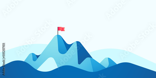 Abstract mountains illustration with flag