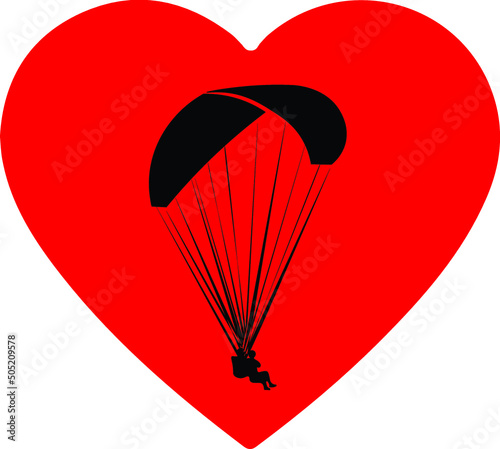 Love Parachute Paragliding Heart Extreme Sports Parachuting Skydiving Sky Diver Skydiver 