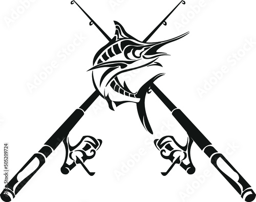 Marlin Swordfish Fishing Rod Reel Fisher Fish Sports Leisure Hobby Fisherman Pole Crossed