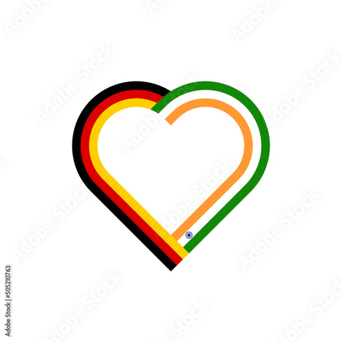 unity concept. heart ribbon icon of germany and india flags. vector illustration isolated on white background