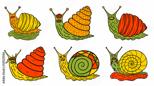 Set of acid fear snails