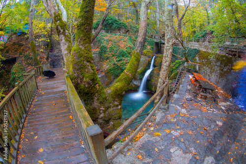 Ayazma National Park in Ida Mountains and streams flowing under the bridge photo