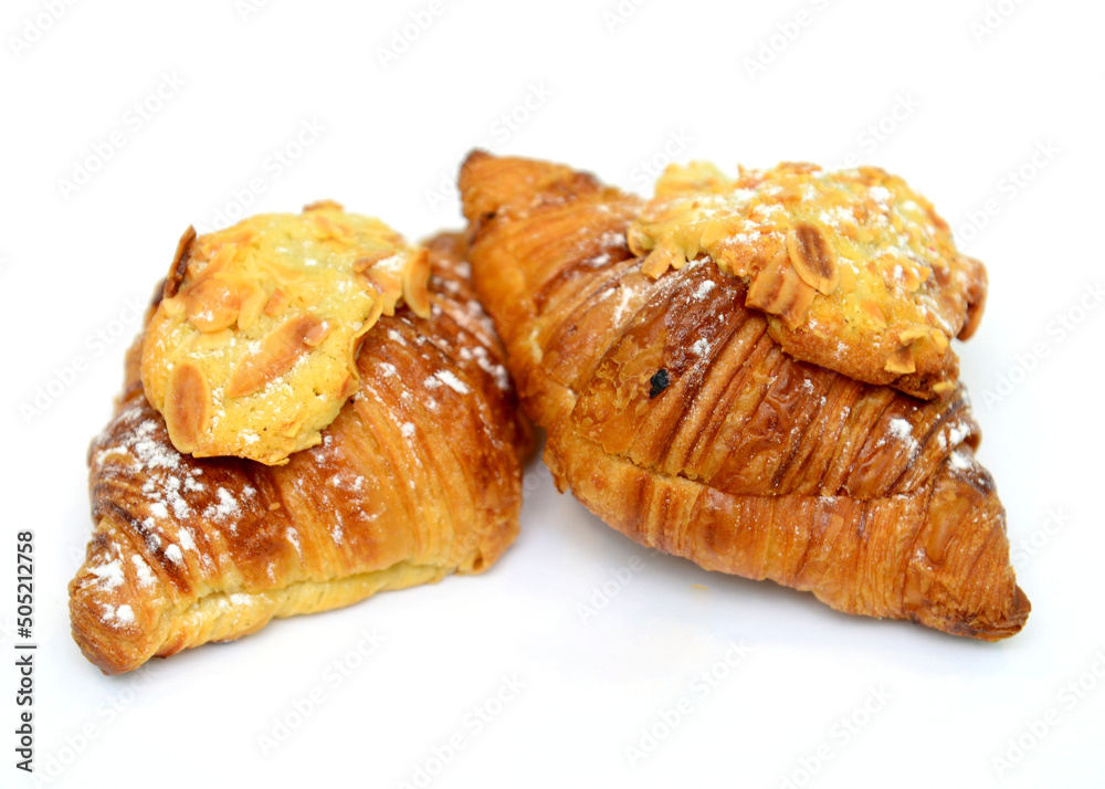 Fresh croissant on a white background, perfect for breakfast. Fresh croissant on a white background, perfect for breakfast.