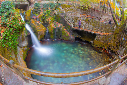 Ayazma National Park in Ida Mountains and streams flowing under the bridge photo